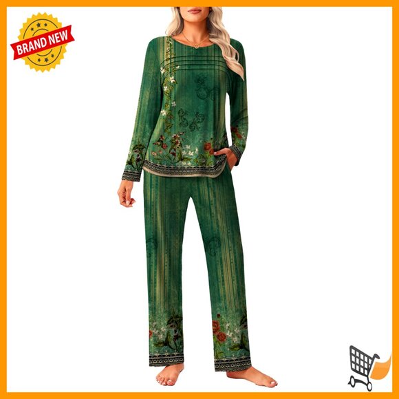 Pleated Lounge Set Ultra-Soft Long Sleeve Pajamas Elegant Comfort Sleepwear